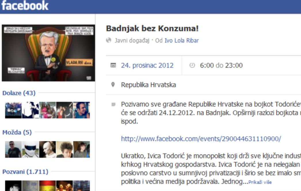 POZIV NA NOVI BOJKOT: 'Badnjak bez Konzuma'