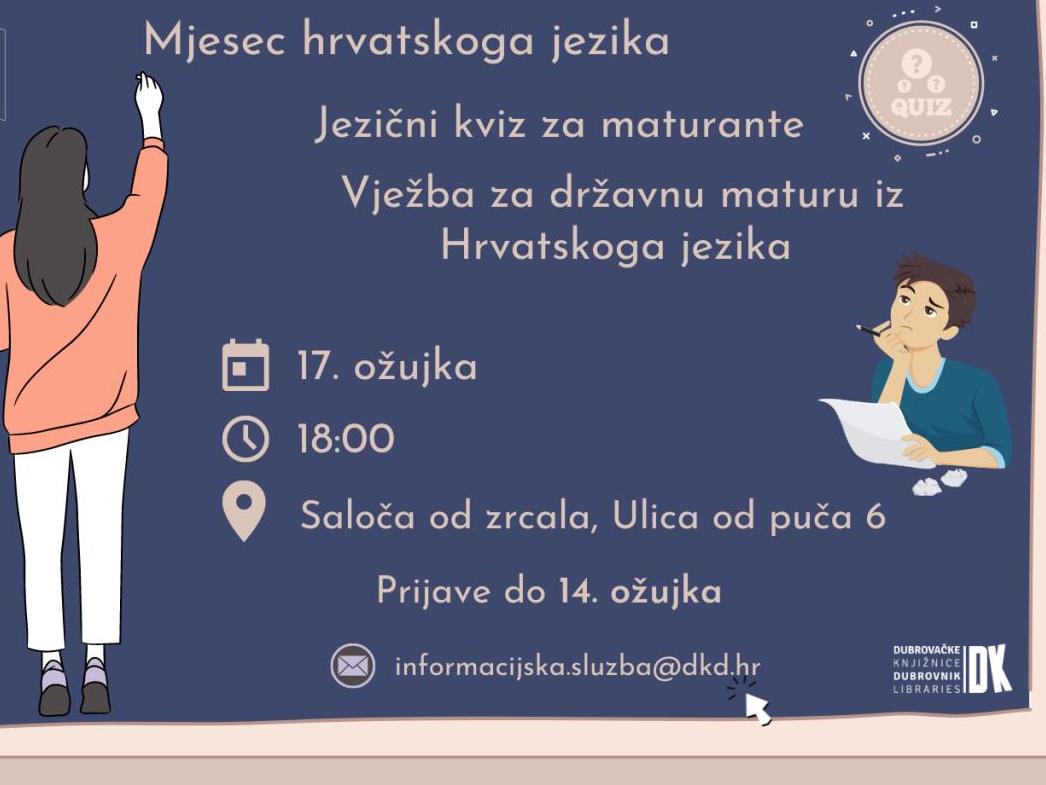 Jezični kviz za maturante povodom kraja obilježavanja Mjeseca hrvatskoga jezika
