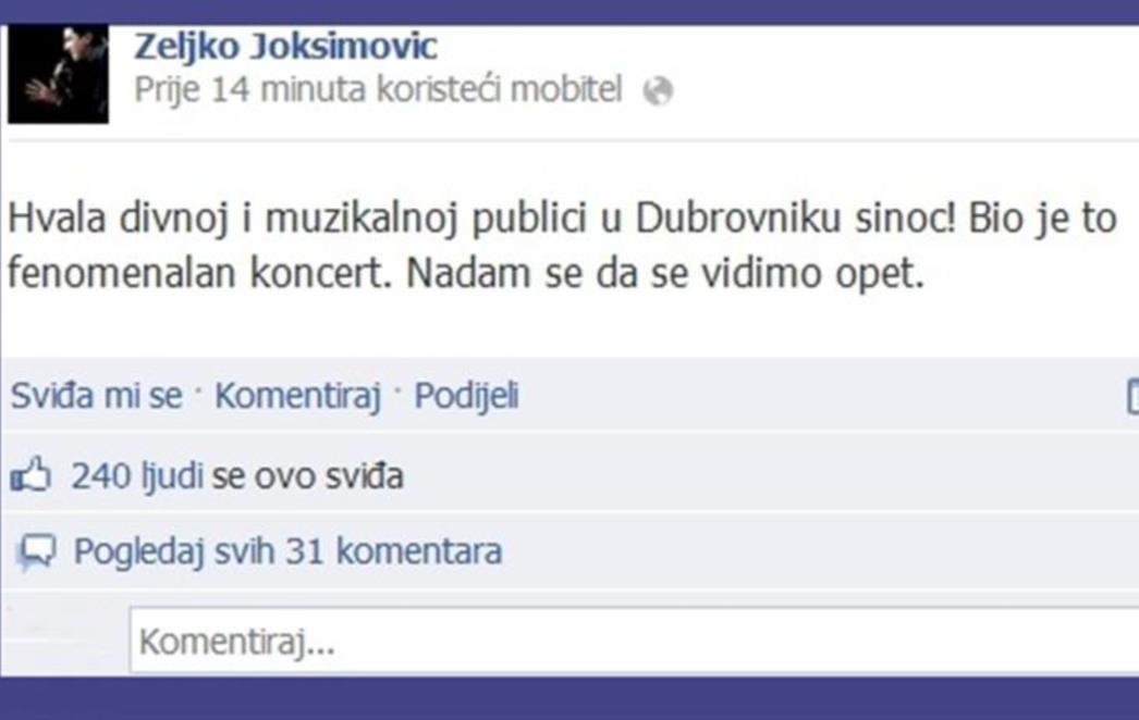 Joksimović oduševljen dubrovačkom publikom, želi opet doći