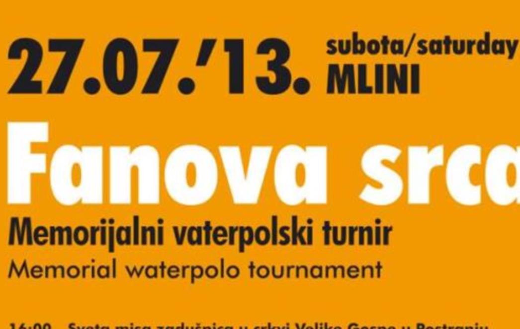 Udruga vaterpolo amatera 'Fun H20' poziva na memorijalni turnir 'Fanova srca' u Mlinima