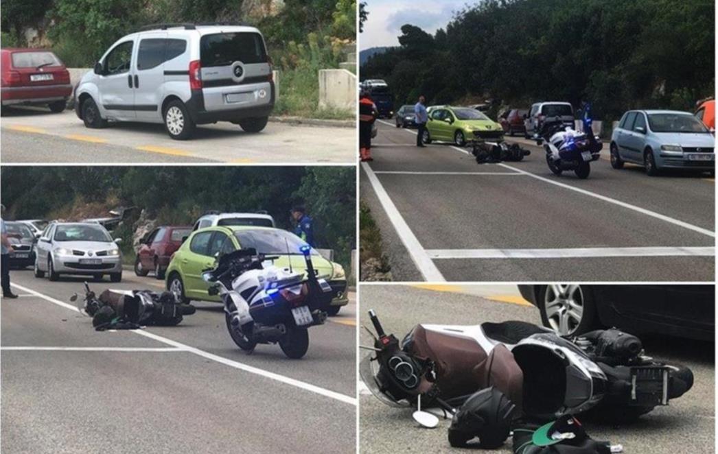 PROMETNA  KOD  HOTELA  ADRIA  Sudarila  se  dva  automobila  i  motor,  ima  ozlijeđenih  (FOTO)