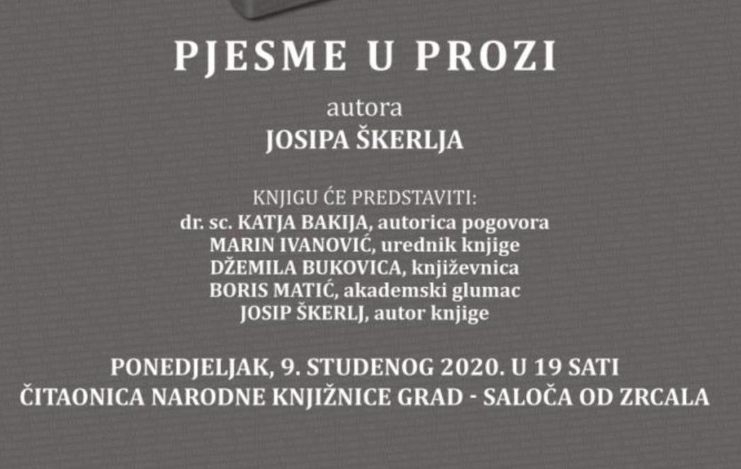 Predstavljanje zbirke pjesama Josipa Škerlja uz popratnu izložbu