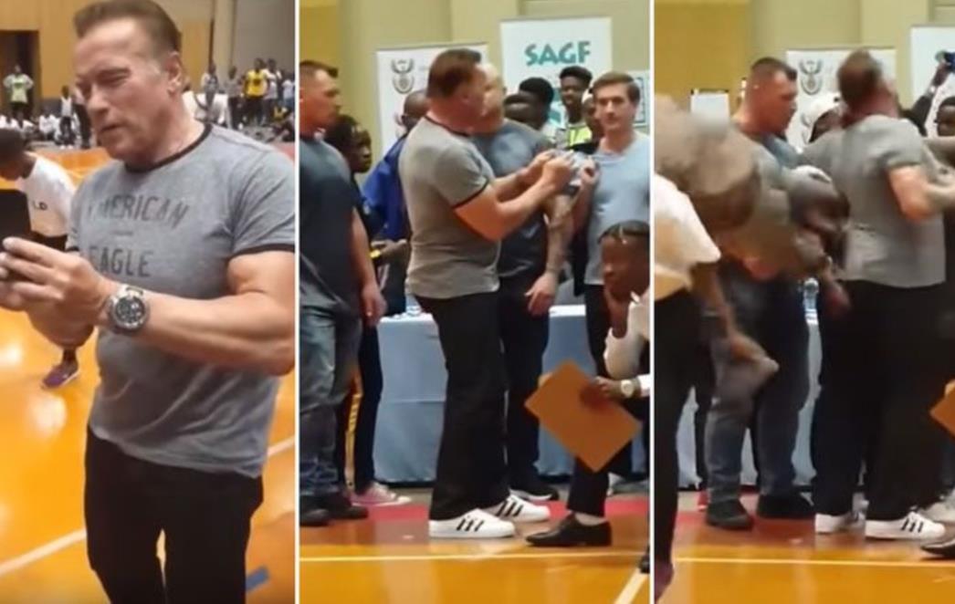 NAPADNUT ARNOLD SCHWARZENEGGER Muškarac se zaletio i svom silinom ga nogama udario u leđa (VIDEO))