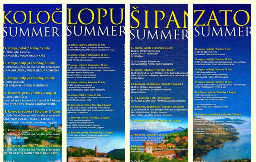 Tradicionalni programi TZ Dubrovnika za stanovnike  i goste Elafita i Zatona