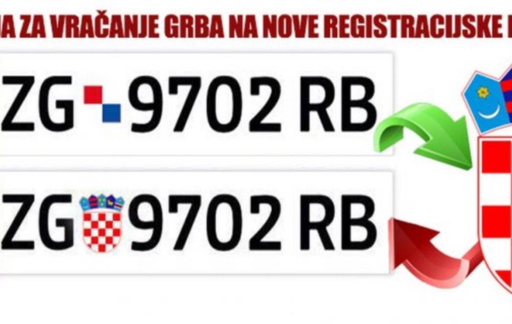 Građani pokrenuli peticiju ''Vratimo grb na nove registarske pločice'