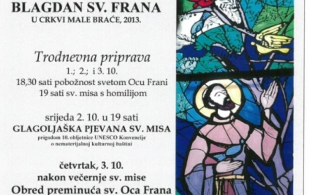 Blagdan sv. Franje Asiškog u Dubrovniku: Glagoljaška misa u Male braće 