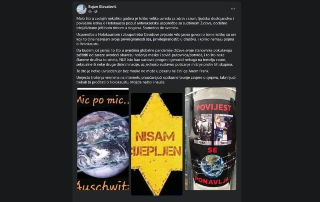 Bojan Glavašević: To što moraš staviti masku u butizi, ne čini te Anom Frank!'