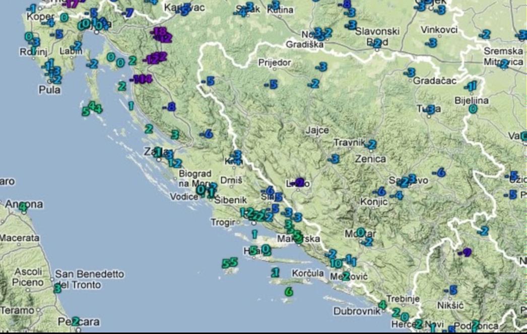 Hladno jutro u Hrvatskoj s temperaturama do -14°C, stiže ciklona Emerik