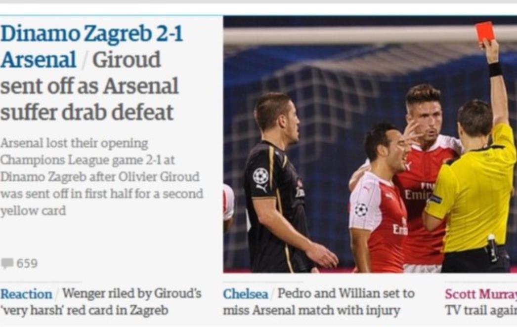 Engleski mediji: Arsenal se sam porazio u Zagrebu