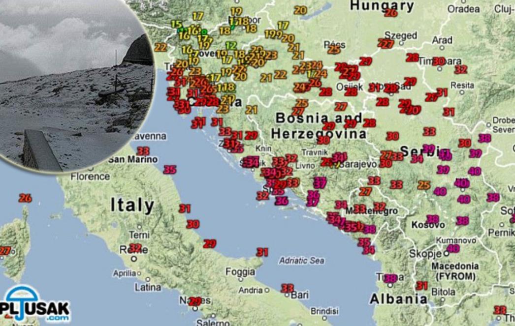 NEVJEROJATNE RAZLIKE: Snijeg pada na Triglavu, na istoku Balkana do 41°C! 