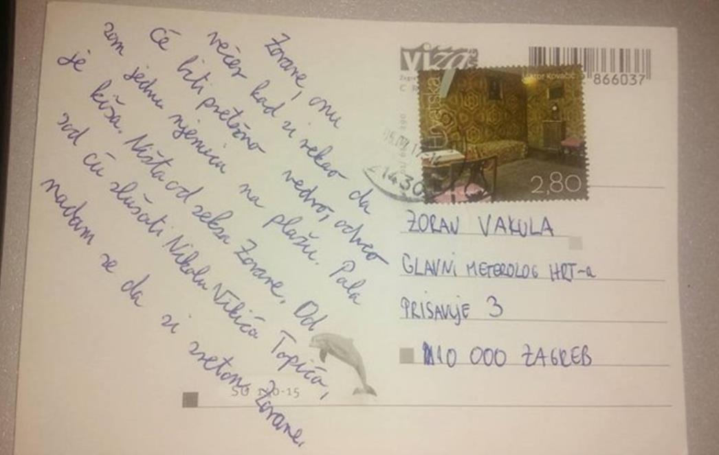 'NADAM  SE  DA  SI  SRETAN,  ZORANE!'  Razočarani  zavodnik  poslao  razglednicu Vakuli i nasmijao cijelu Hrvatsku (FOTO)