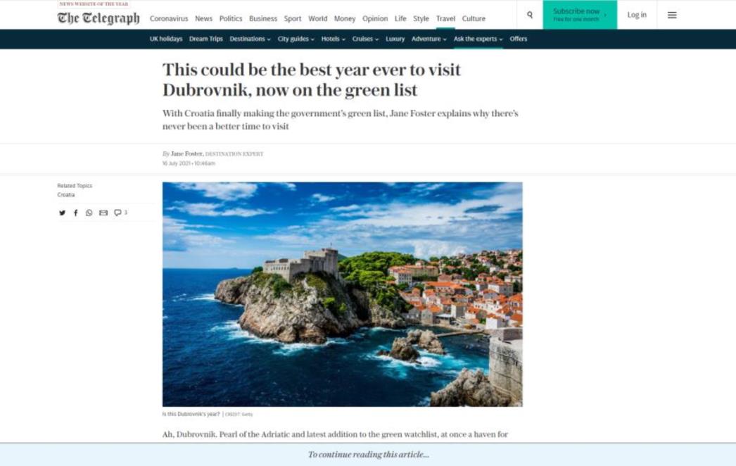 BRITANSKI THE TELEGRAPH : Ovo je najbolja godina ikada za posjetiti Dubrovnik!