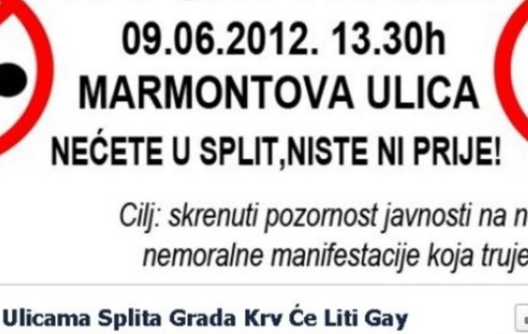 "Ulicama Splita Grada Krv Će Liti Gay Parade Neće Biti"