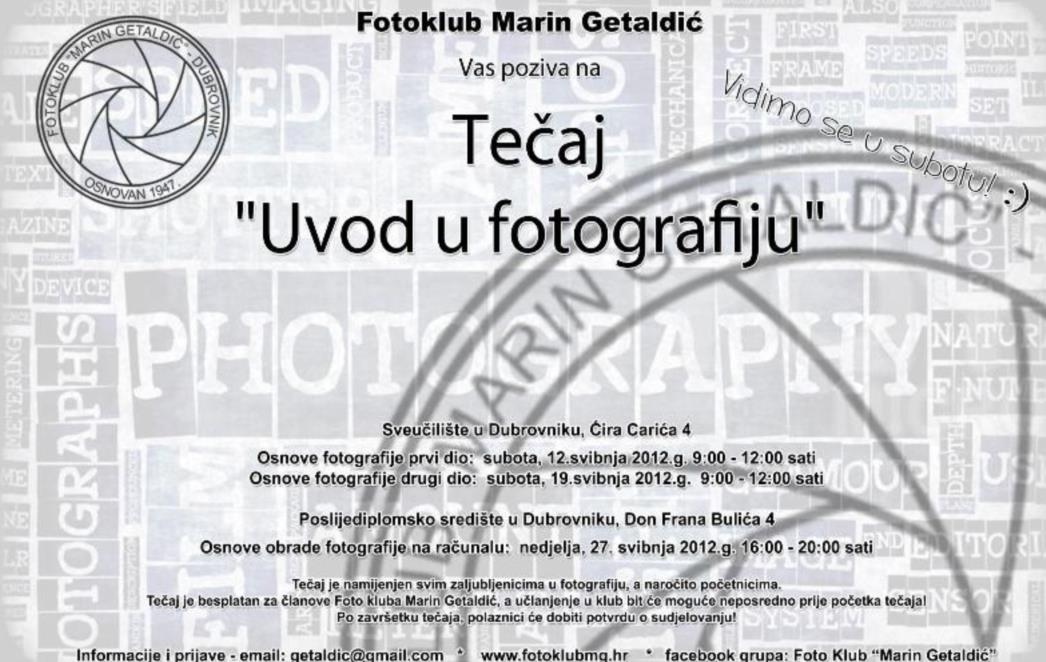Pohrlite na tečaj foto kluba 'Marin Getaldić 'Uvod u fotografiju'