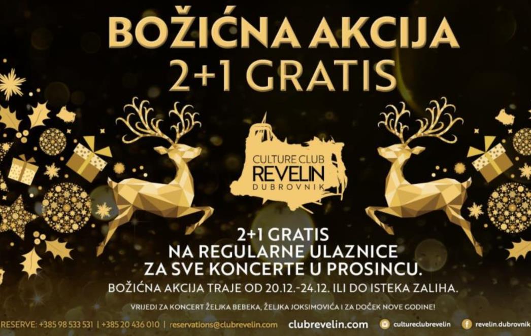 Božićni pokloni čekaju Vas u uredu Revelina: 2+1 GRATIS paketi ulaznica