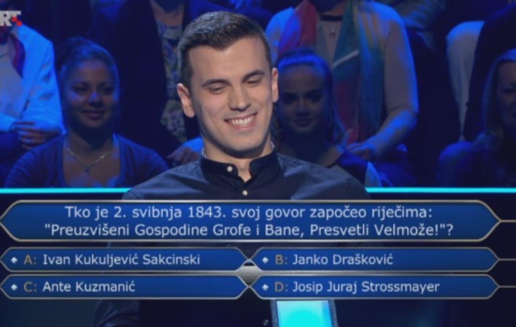 IZVRSTAN NASTUP NA 'MILIJUNAŠU' Student otvorio pitanje za 250 tisuća kuna!