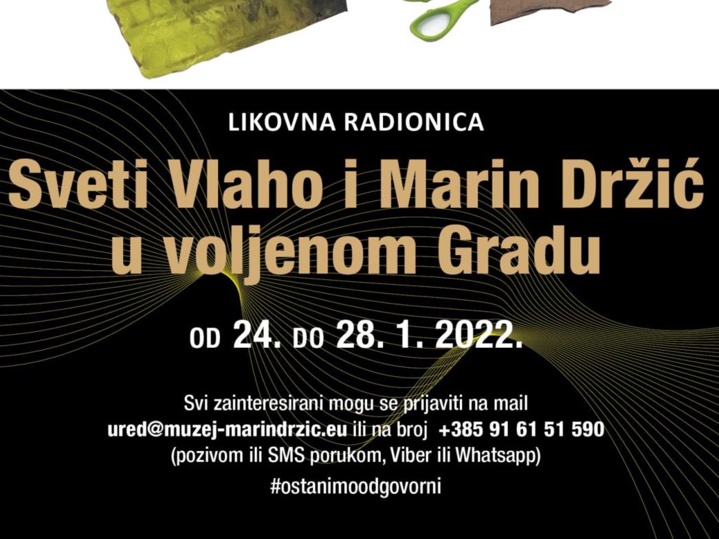 RADIONICA ZA DJECU: Sveti Vlaho i Marin Držić u voljenom Gradu
