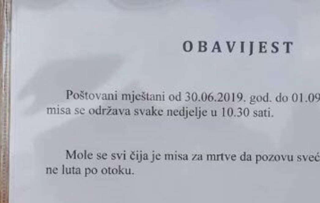 UPUTE KAKO POSTUPATI SA SVEĆENIKOM Obavijest na crkvi kraj Trogira postala hit