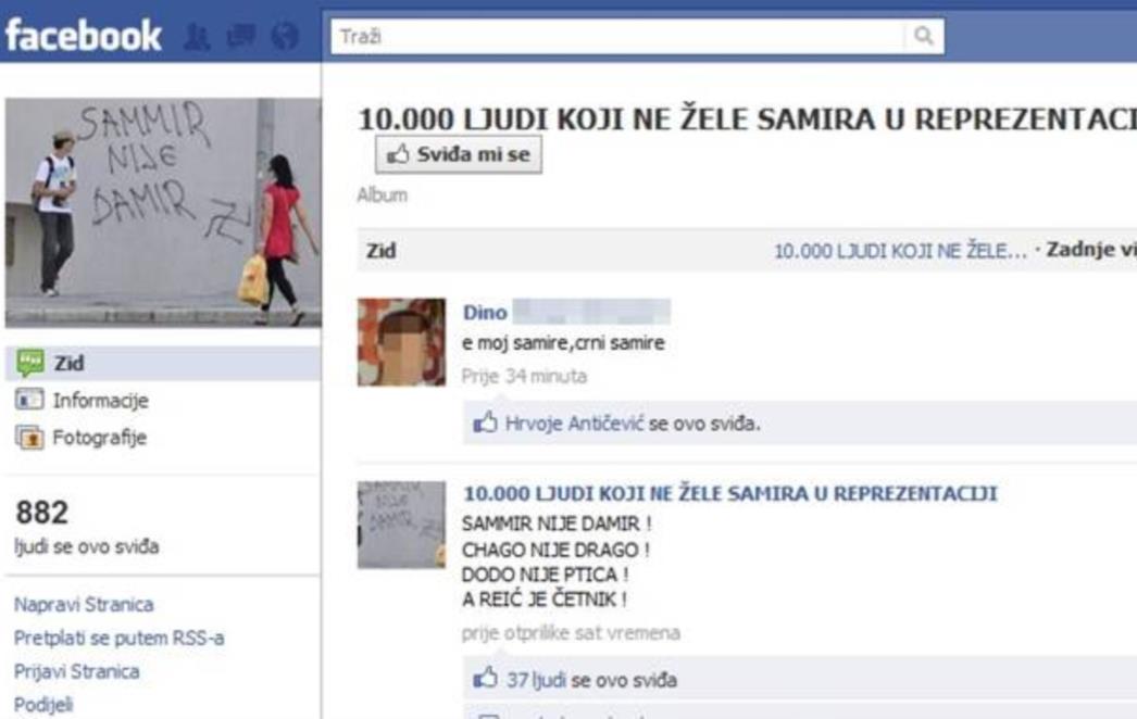 Ponovno rasizam na Facebooku: ''Sammir nije Damir, Dodo nije ptica, a Reić je četnik''