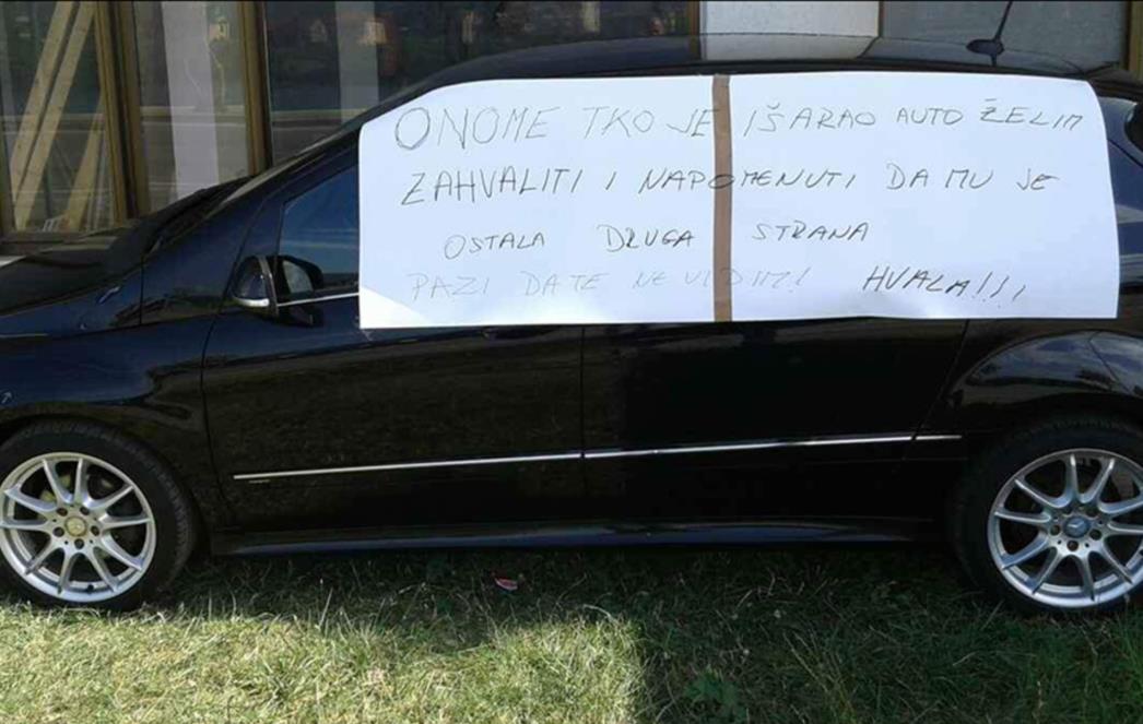 Ostavio  poruku nakon što je pronašao izgrebano vozilo